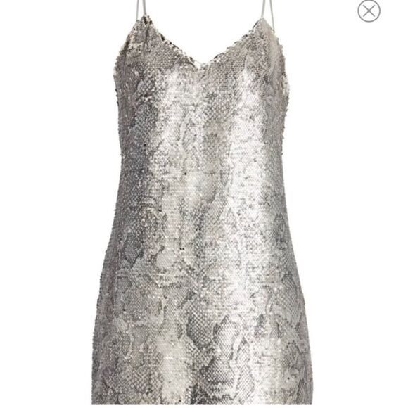 Cupcakes & Cashmere Candace V-neck Silver Sequin Slip Mini Dress-Snake-print - Picture 14 of 14